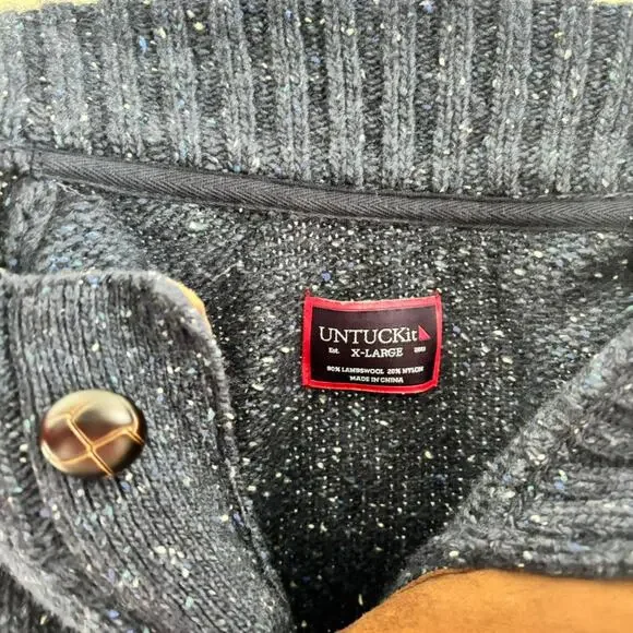 Untuckit Vangone Wool Blend Sweater Mens XL 1/4 Button Lambs Wool Blend - Picture 6 of 10